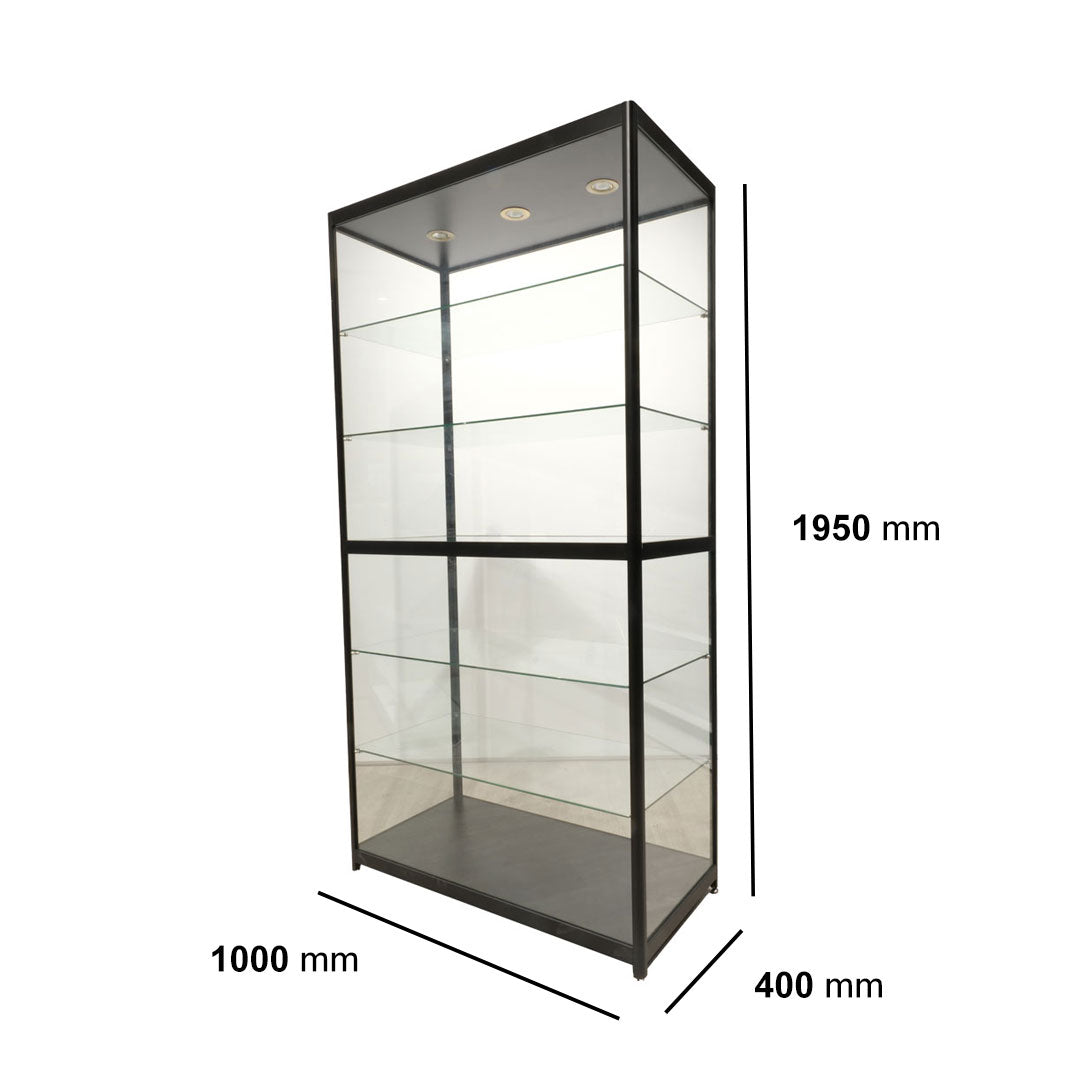 Glass Tower Showcase Display Cabinet Black