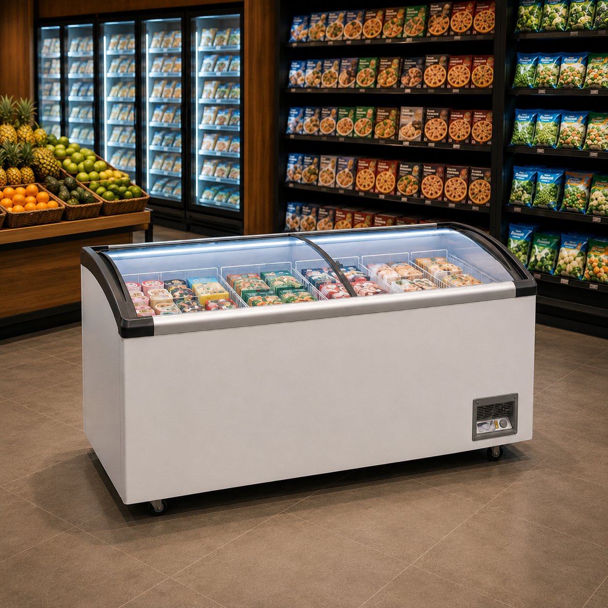Frigola SD-789 720L Curved Glass Commercial Chest Freezer — view 2