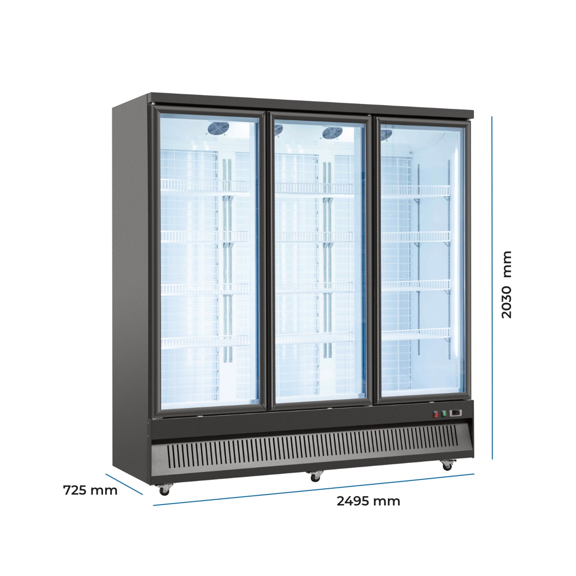 Frigola SD 1470F 2190L Triple Door Commercial Display Cooler with Canopy — view 3