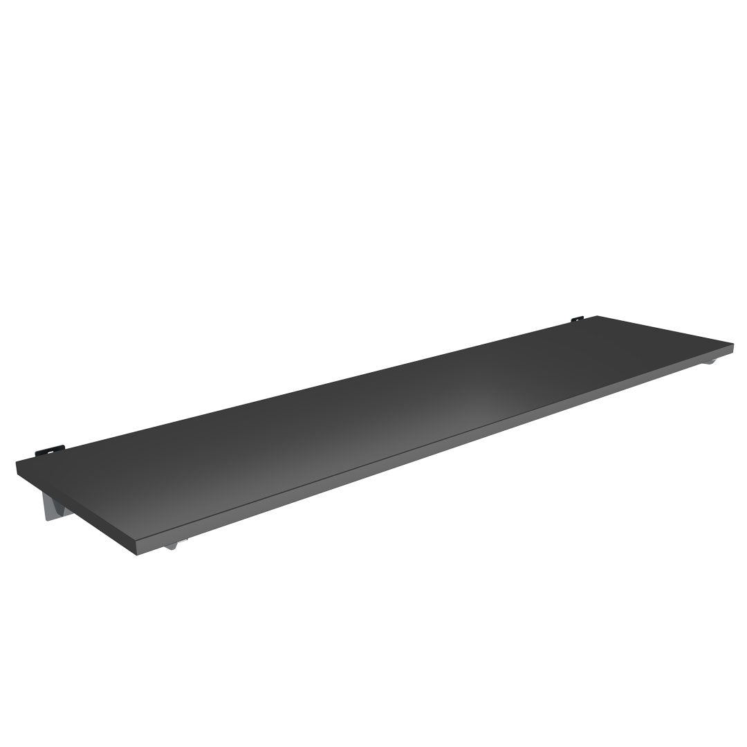 Slatwall Black Wood Shelf with Brackets (1200x300) — view 1
