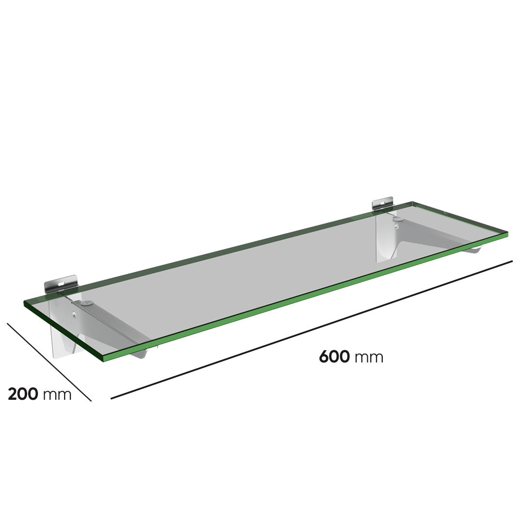 Slatwall Glass Shelf with Brackets (600x200) — view 2