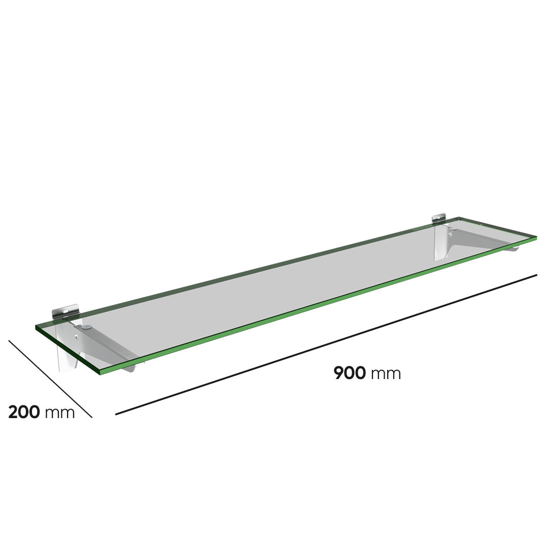 Slatwall Glass Shelf with Brackets (900x200) — view 2