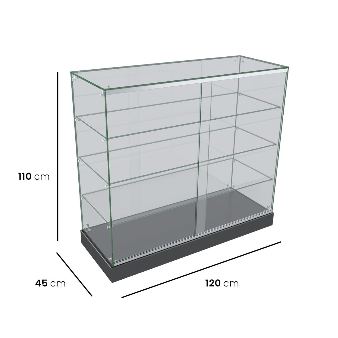 glass display cabinet 120 cm dimensions