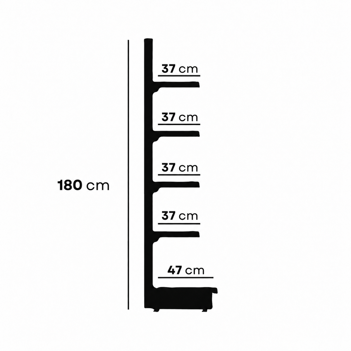 1.8m Wall Shelving Unit – 470mm Base & 370mm Upper Shelves - view 5