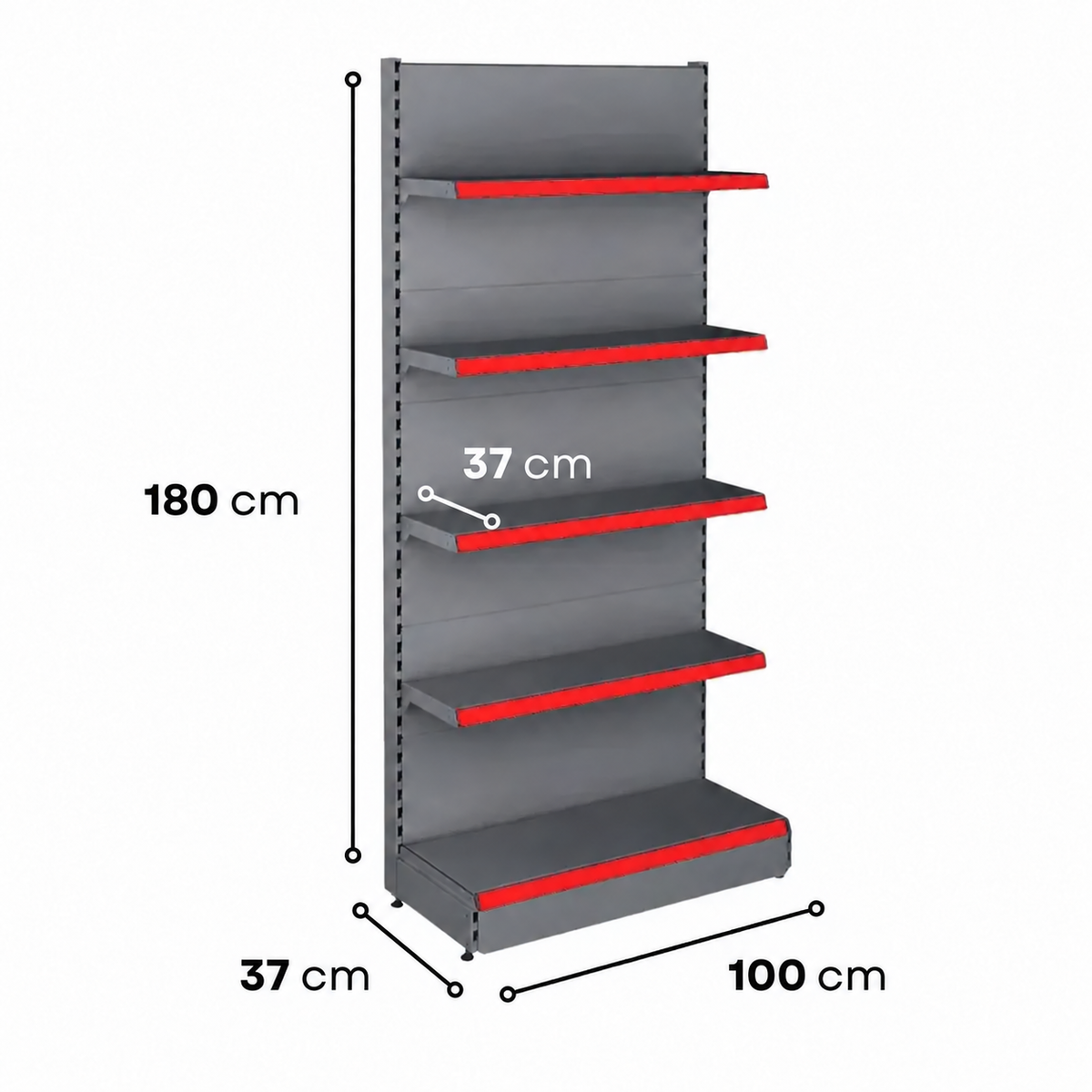 1.8m Wall Shelving Unit – 370mm Base & 370mm Upper Shelves - view 4