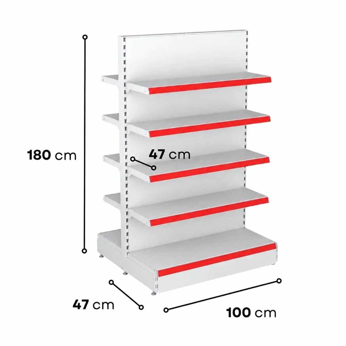 1.8m Double-Sided Gondola Shelving – 470mm Base & 470mm Upper Shelves - view 4