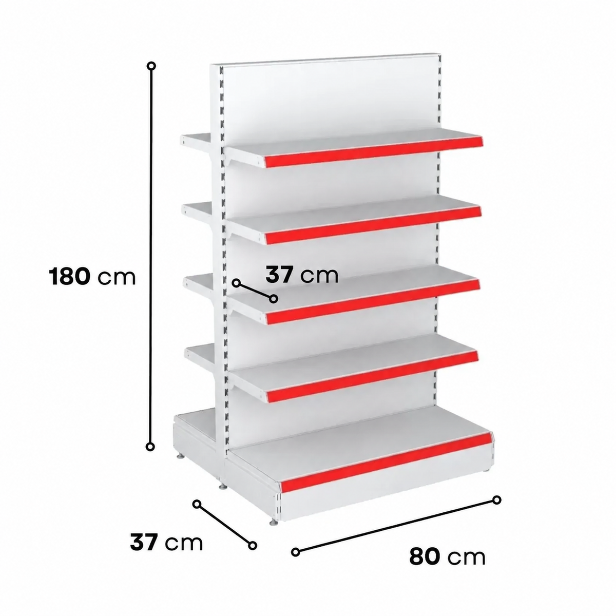 1.8m Double-Sided Gondola Shelving – 370mm Base & 370mm Upper Shelves - view 4