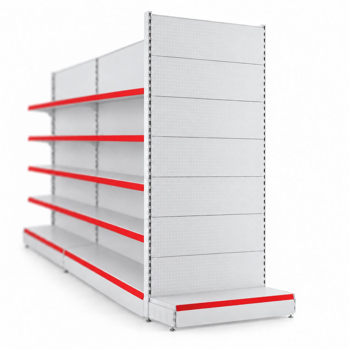 1.8m Pegboard Gondola Head Unit – 370mm Base, No Upper Shelves (White)
