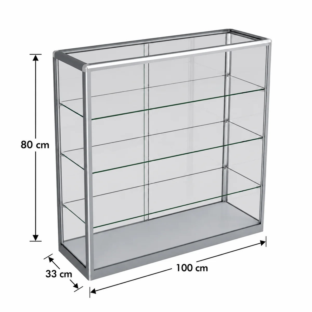 Countertop Glass Display Cabinet – 1000 mm wide, 800 mm high, 330 mm deep