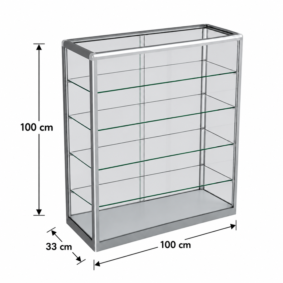 Countertop Glass Display Cabinet – 1000 mm wide, 1000 mm high, 330 mm deep