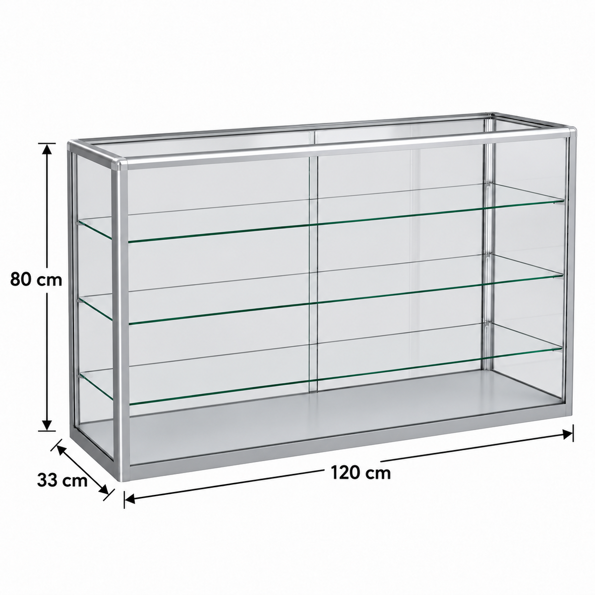 Countertop Glass Display Cabinet – 1200 mm wide, 800 mm high, 330 mm deep