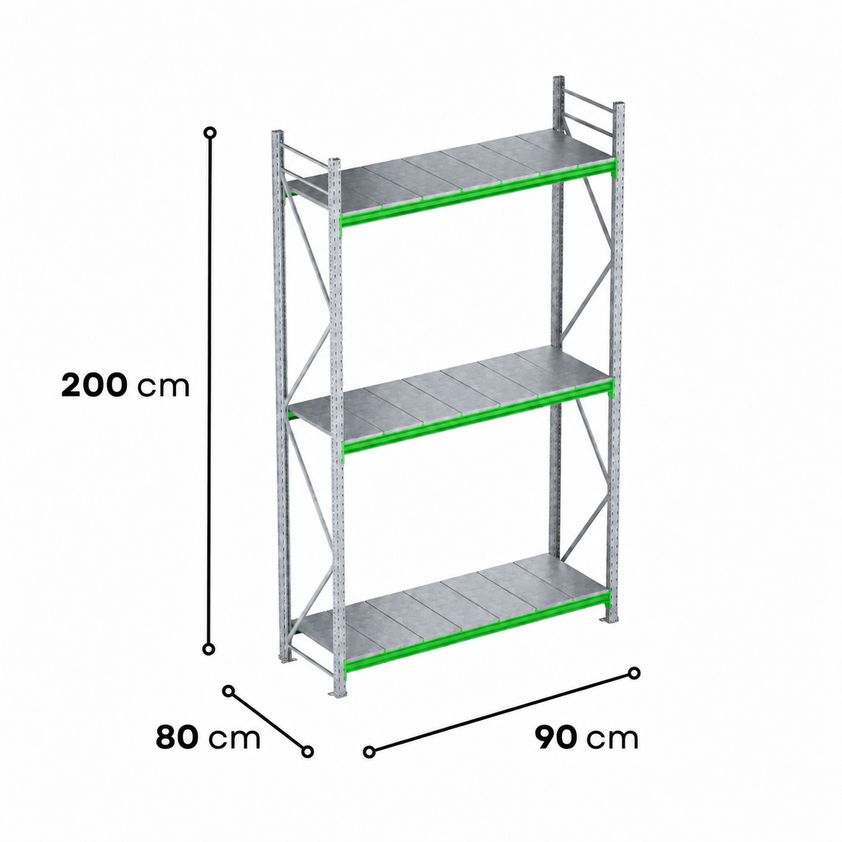 2.0m High Longspan Racking Unit – 800mm Deep