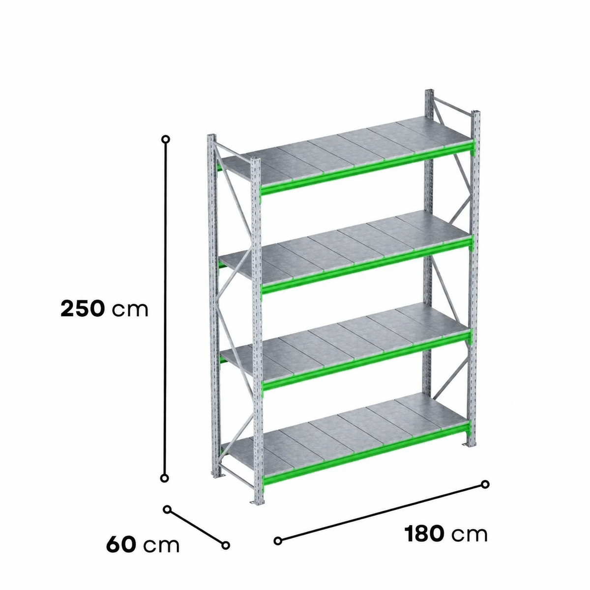 2.5m High Longspan Racking Unit – 600mm Deep
