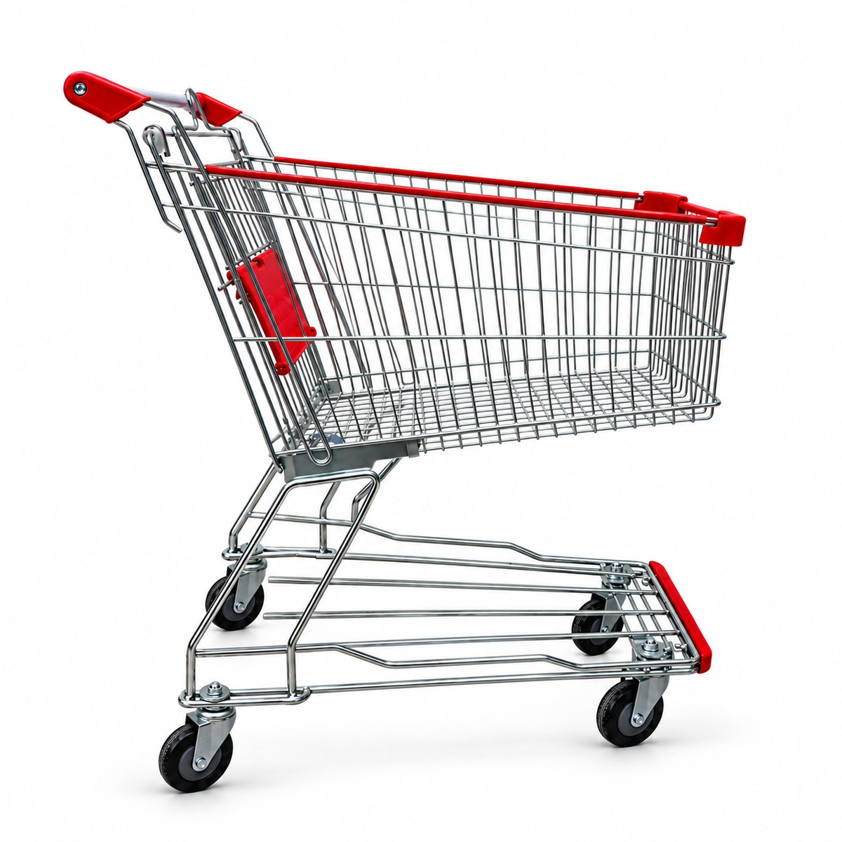 60 litre red metal supermarket trolley