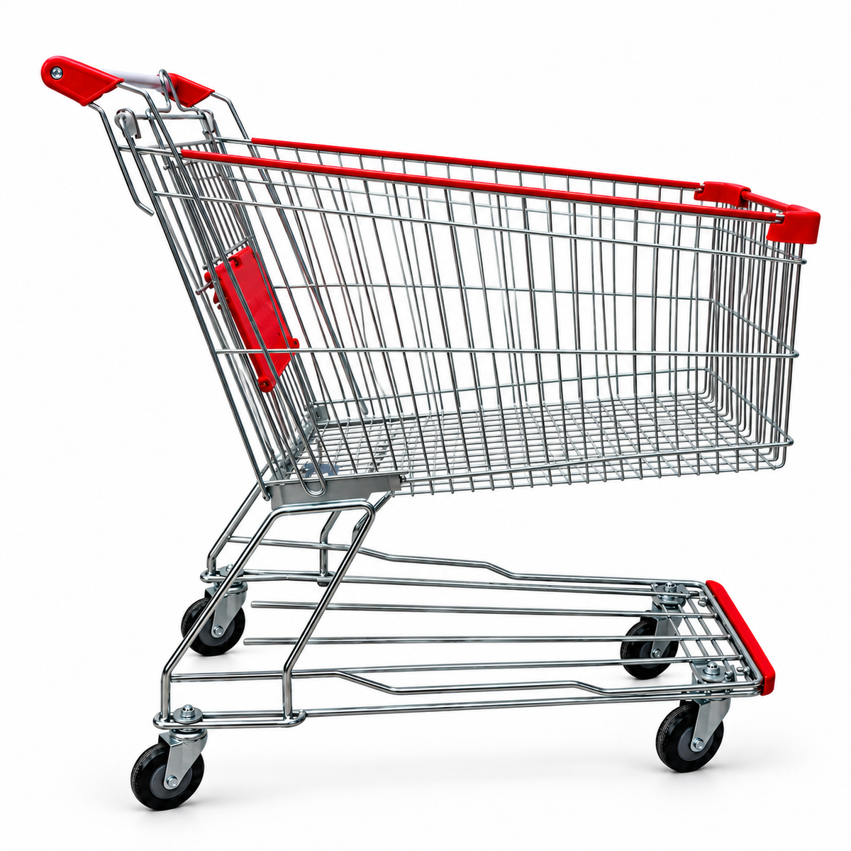125 litre red metal supermarket trolley