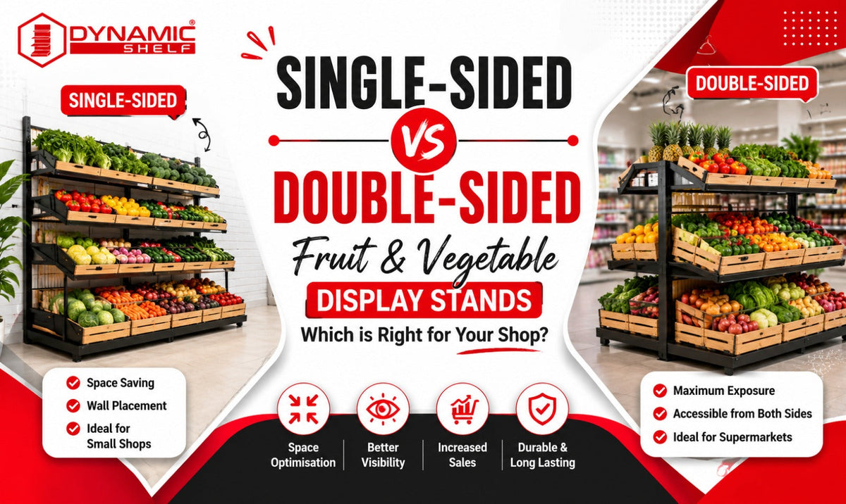 Single-sided vs double-sided fruit and vegetable display stands: which is right for your shop?