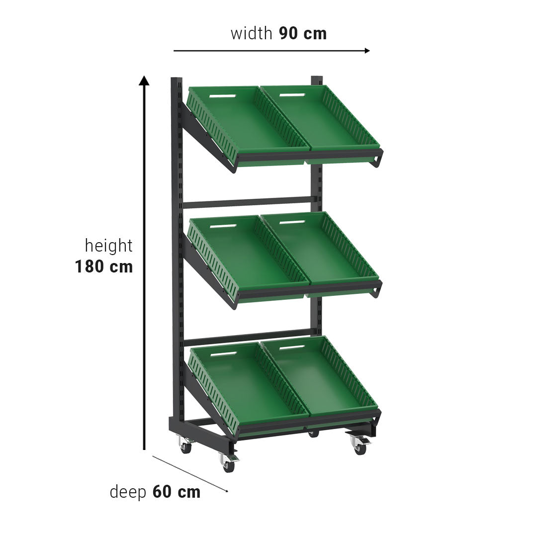 Single Sided Mobile Fruit and Vegetable Display Only Unit (2 Shelves) — view 2