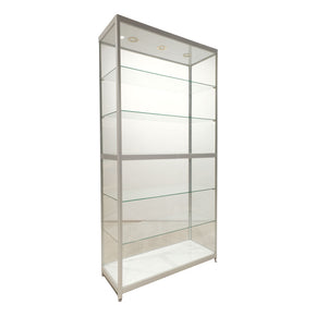 Glass Tower Showcase Display Cabinet Silver
