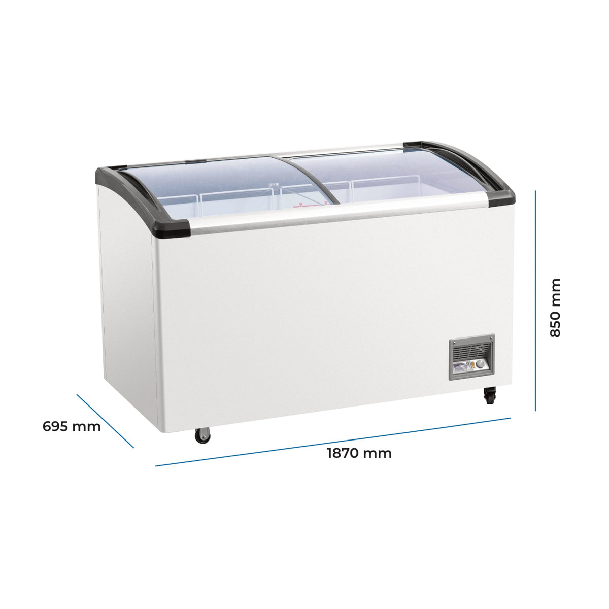 Frigola SD-628 545L Curved Glass Commercial Chest Freezer — view 3