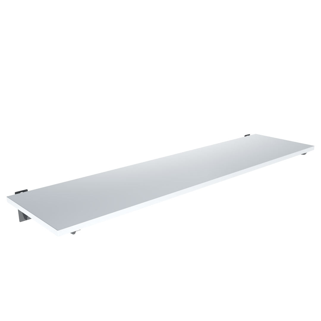 Slatwall White Wood Shelf with Brackets (1200x300) — view 1