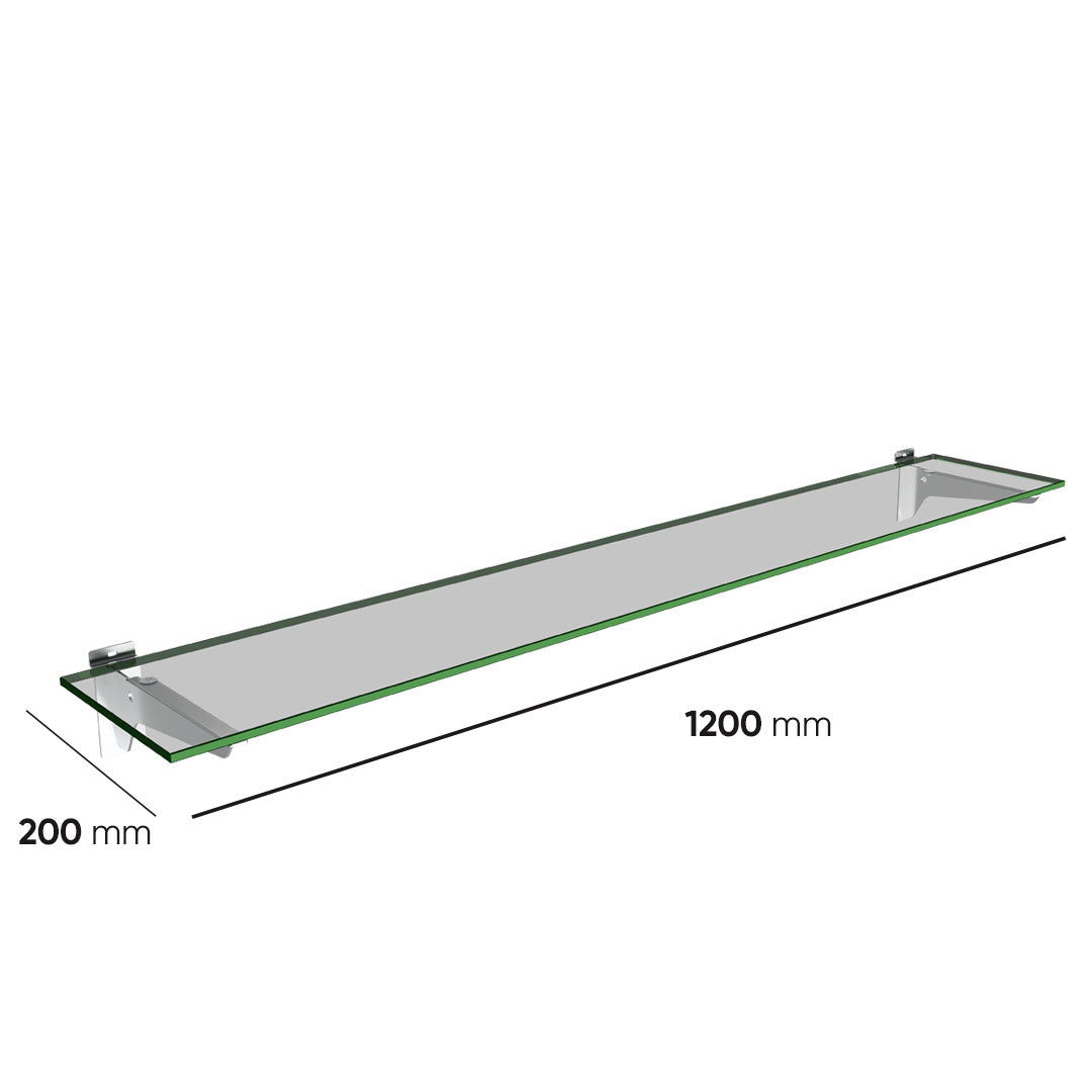 Slatwall Glass Shelf with Brackets (1200x200) — view 2
