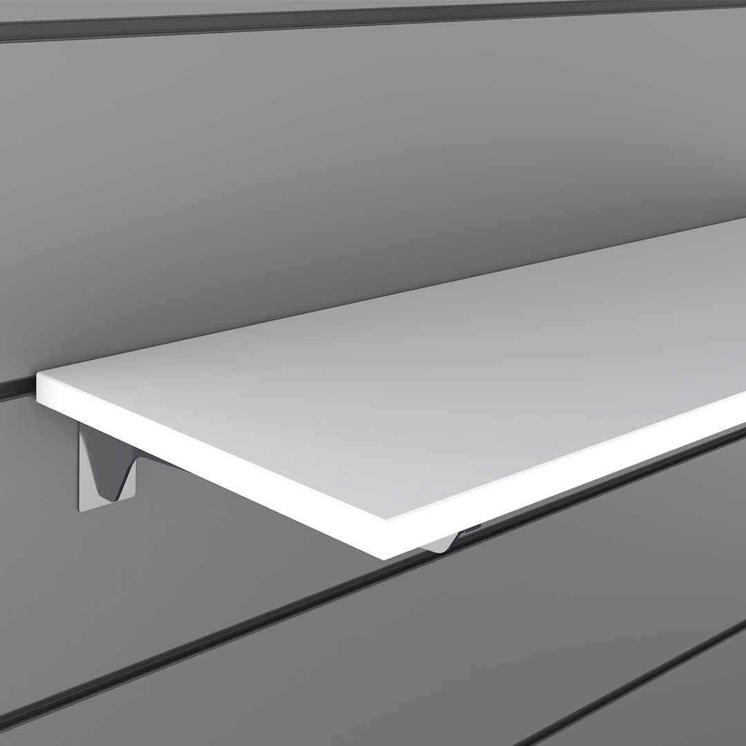Slatwall White Wood Shelf with Brackets (900x300) — view 3