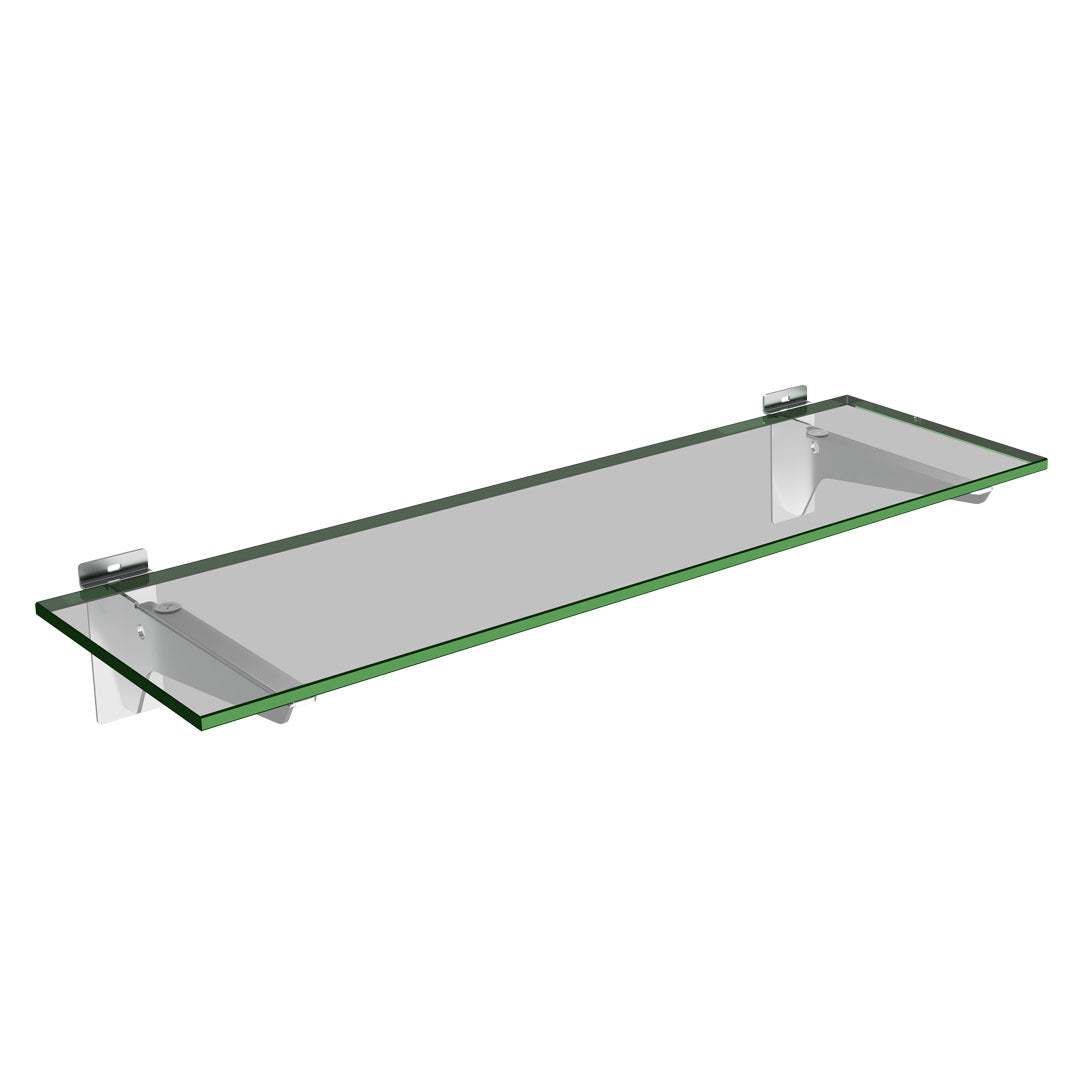 Slatwall Glass Shelf with Brackets (600x200) — view 1
