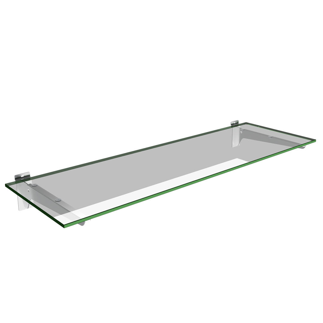 Slatwall Glass Shelf with Brackets (900x300) — view 1
