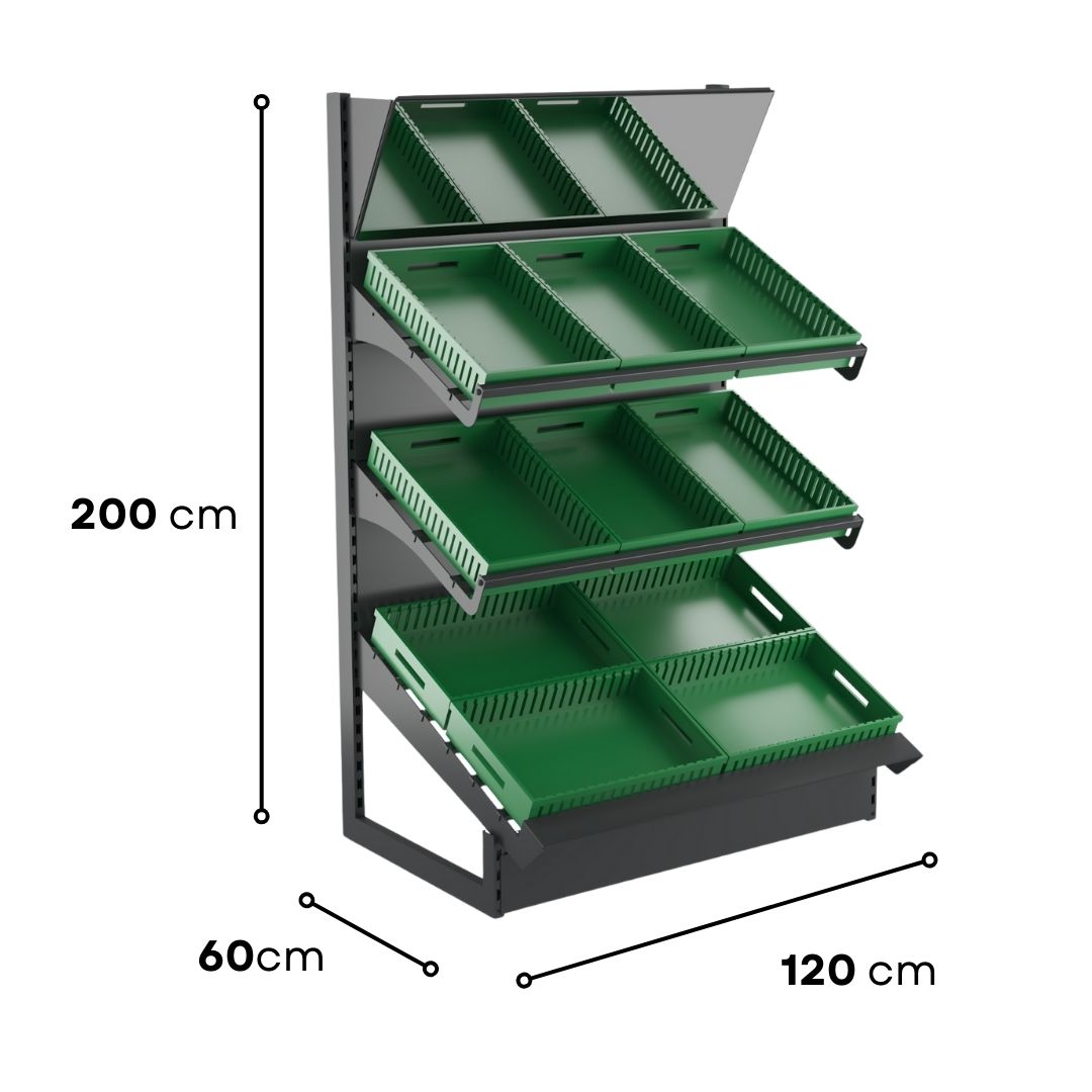 Single Sided Fruit and Vegetable Display Unit with Mirror (Only Unit) — view 2