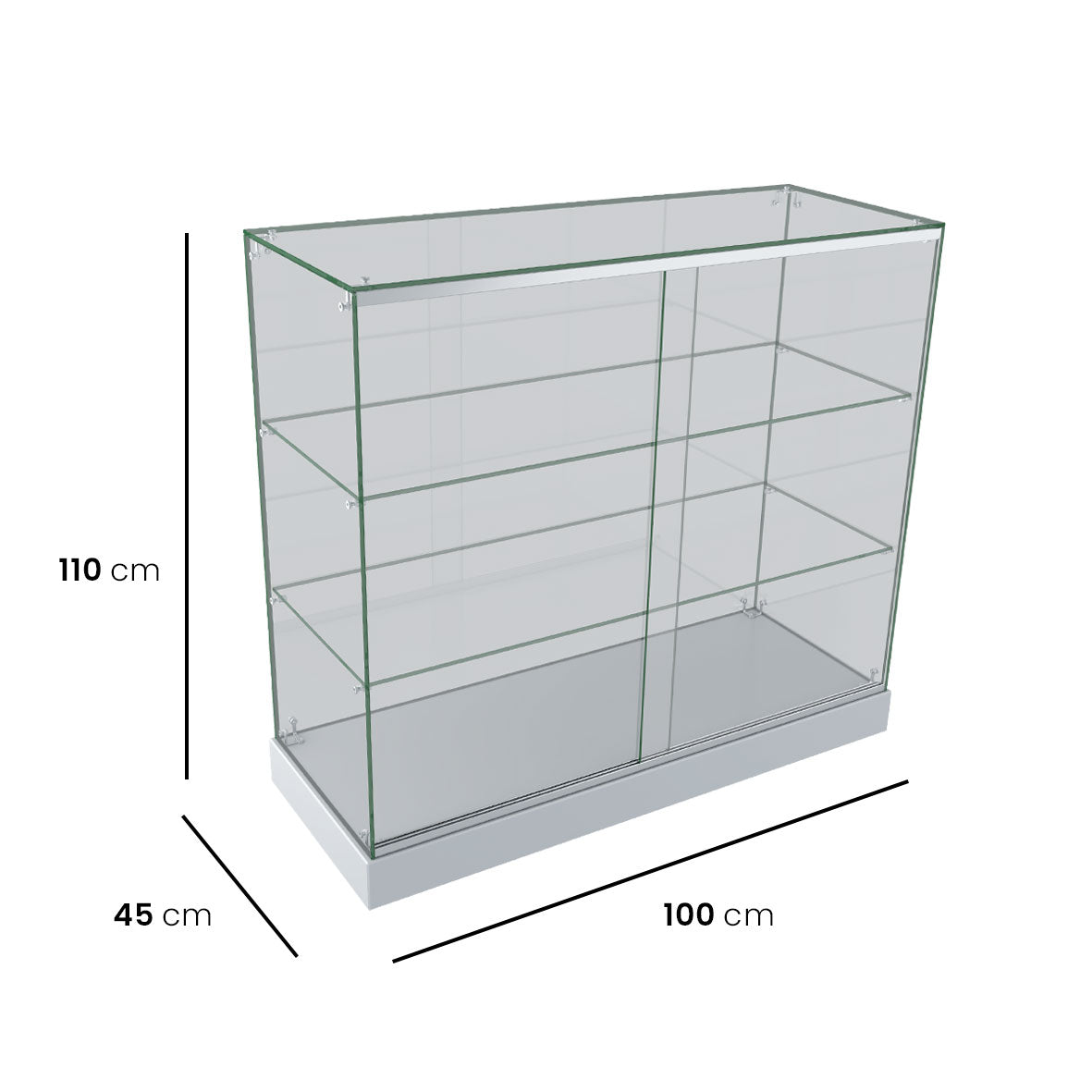 glass display cabinet 100 white dimension