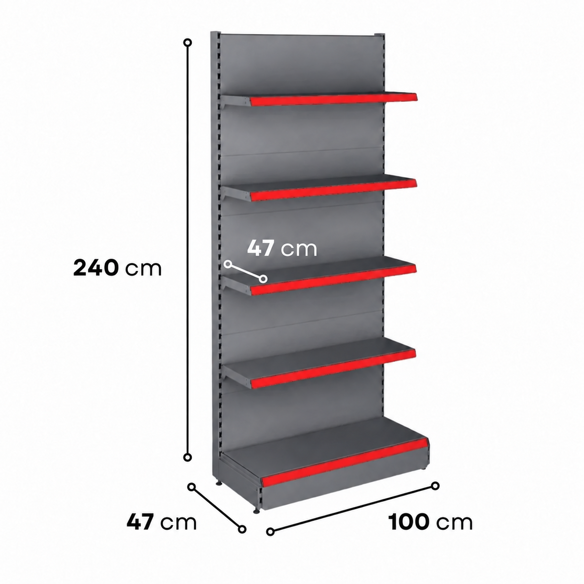 2.4m Wall Shelving Unit – 470mm Base & 470mm Upper Shelves - view 3