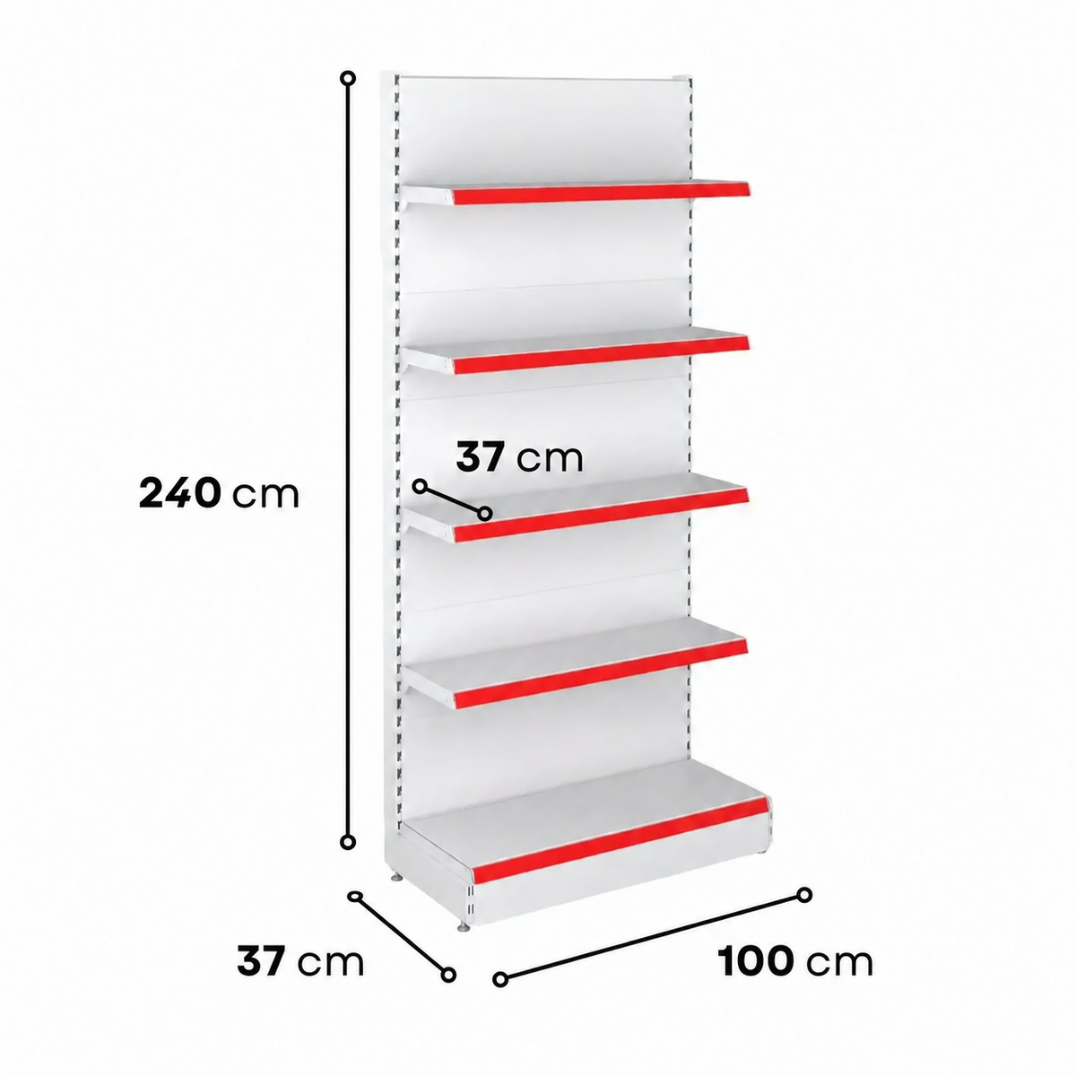 2.4m Wall Shelving Unit – 370mm Base & 370mm Upper Shelves - view 3