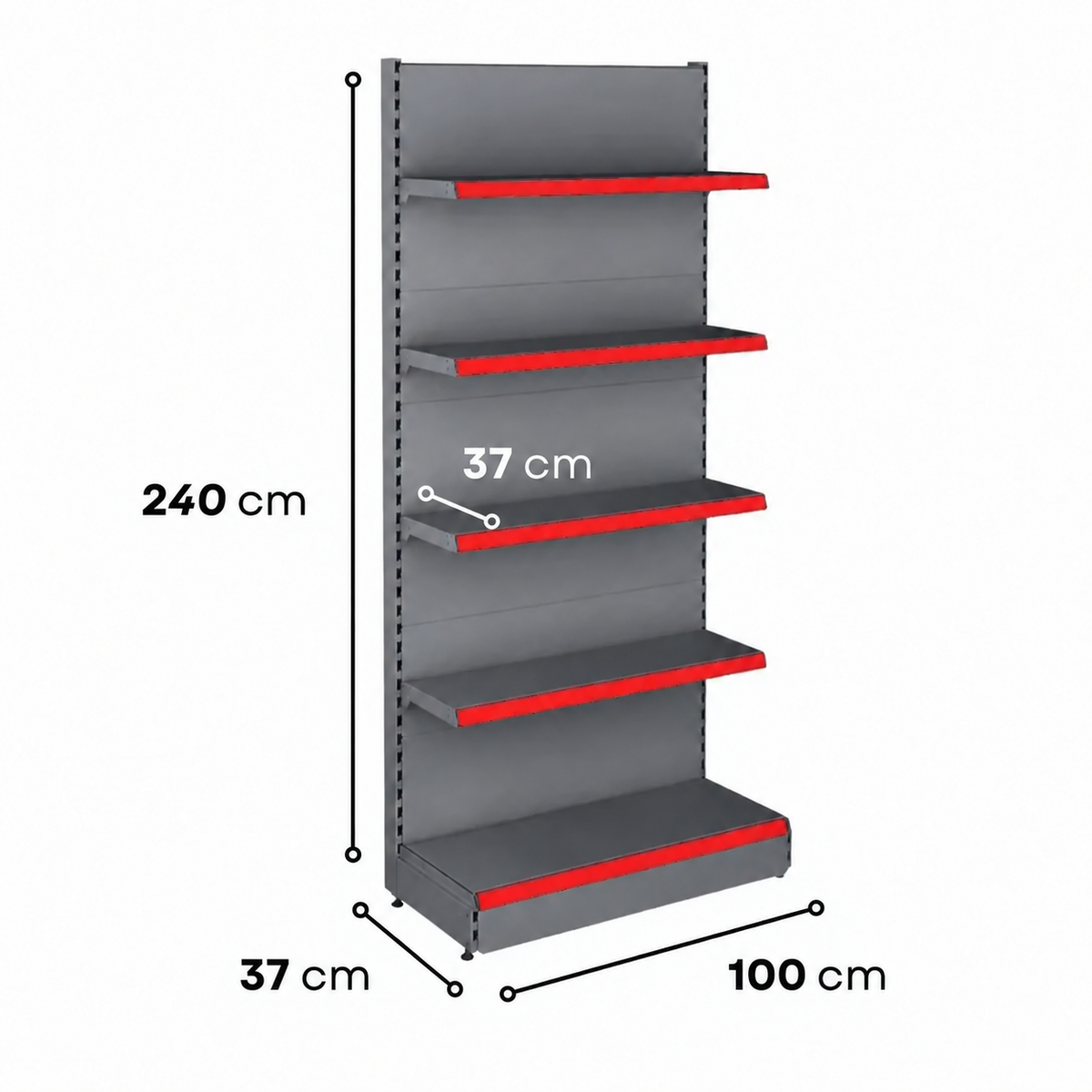 2.4m Wall Shelving Unit – 370mm Base & 370mm Upper Shelves - view 4
