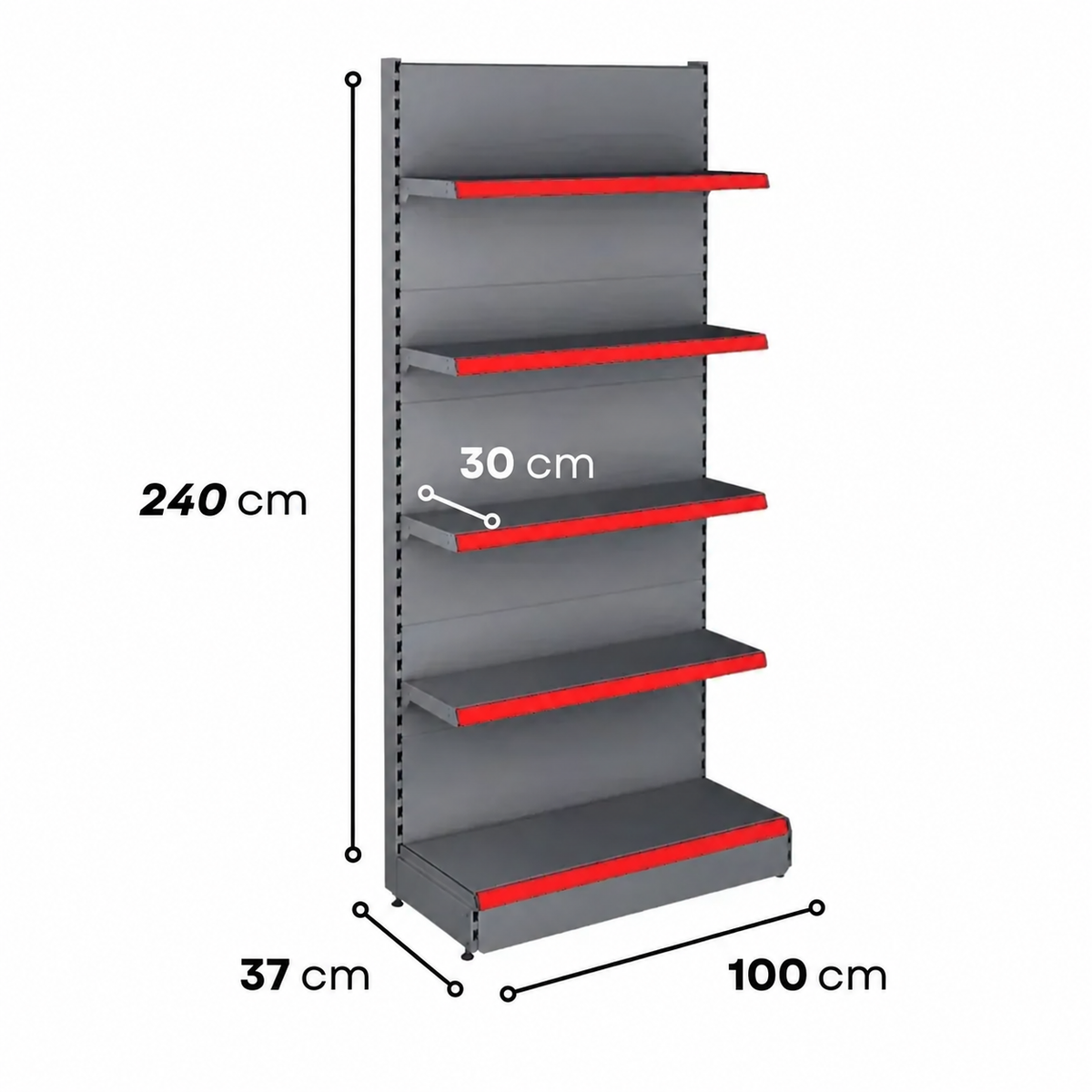 2.4m Wall Shelving Unit – 300mm Base & 300mm Upper Shelves - view 3