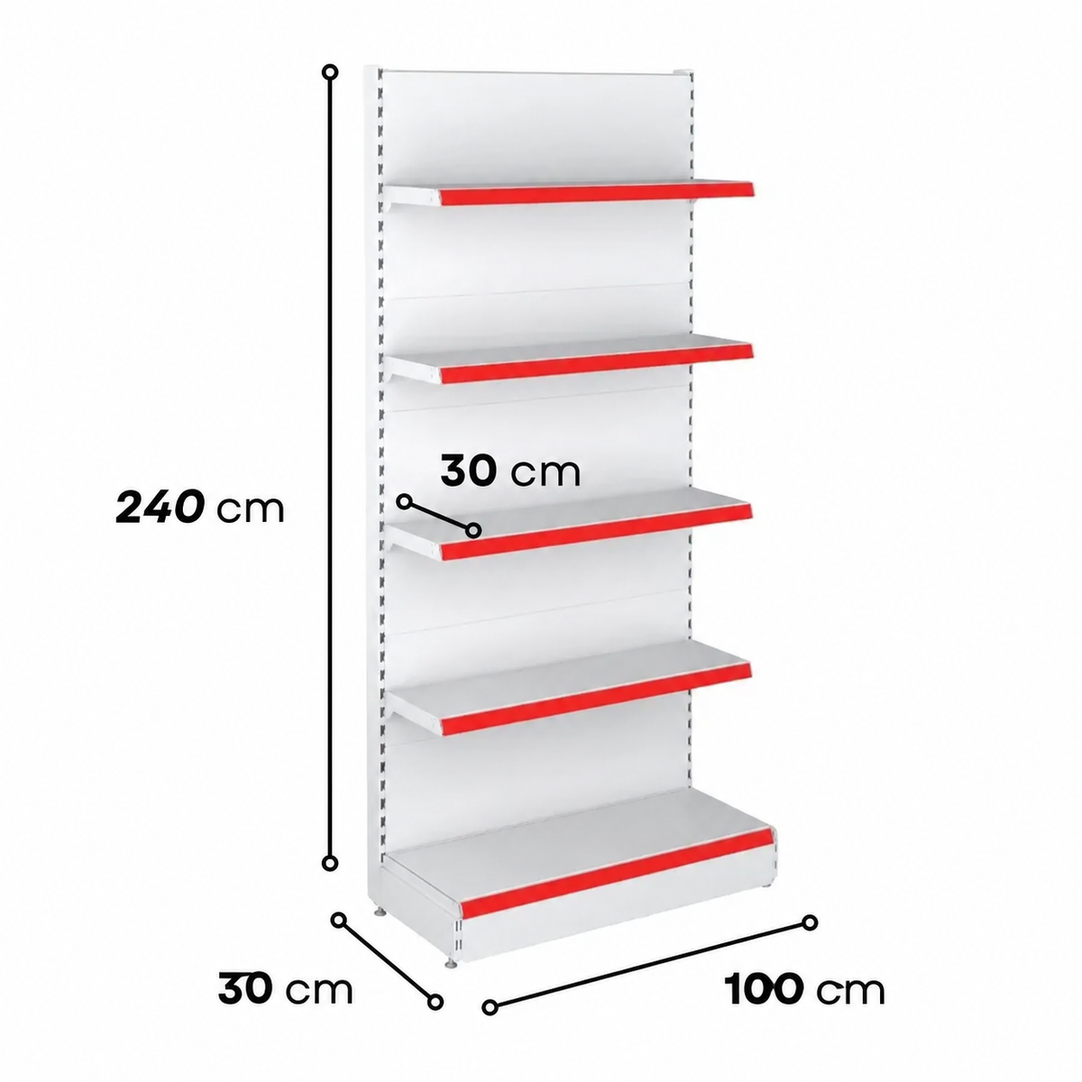 2.4m Wall Shelving Unit – 300mm Base & 300mm Upper Shelves - view 4