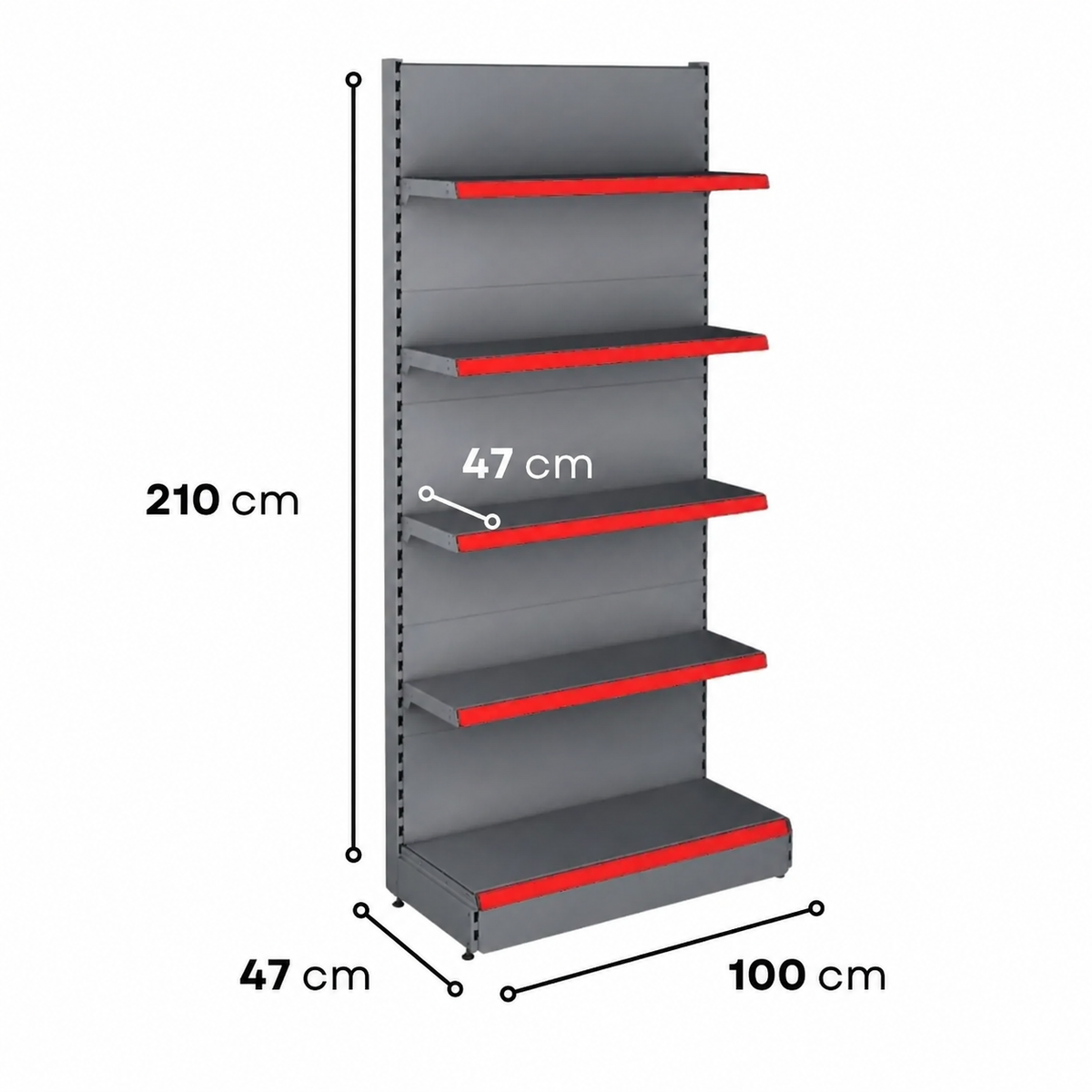 2.1m Wall Shelving Unit – 470mm Base & 470mm Upper Shelves - view 3