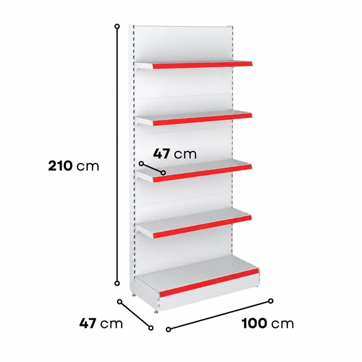 2.1m Wall Shelving Unit – 470mm Base & 470mm Upper Shelves - view 4