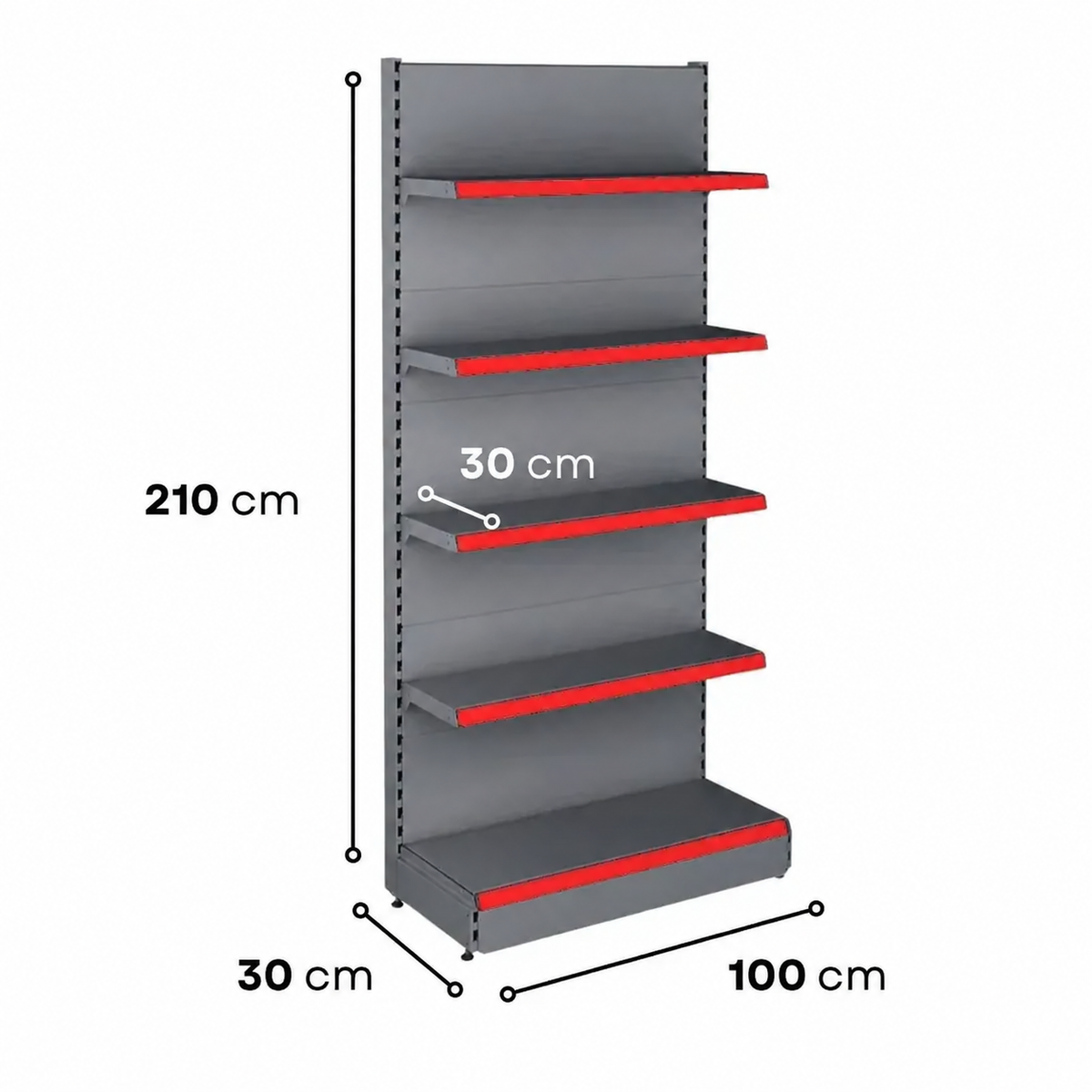2.1m Wall Shelving Unit – 300mm Base & 300mm Upper Shelves