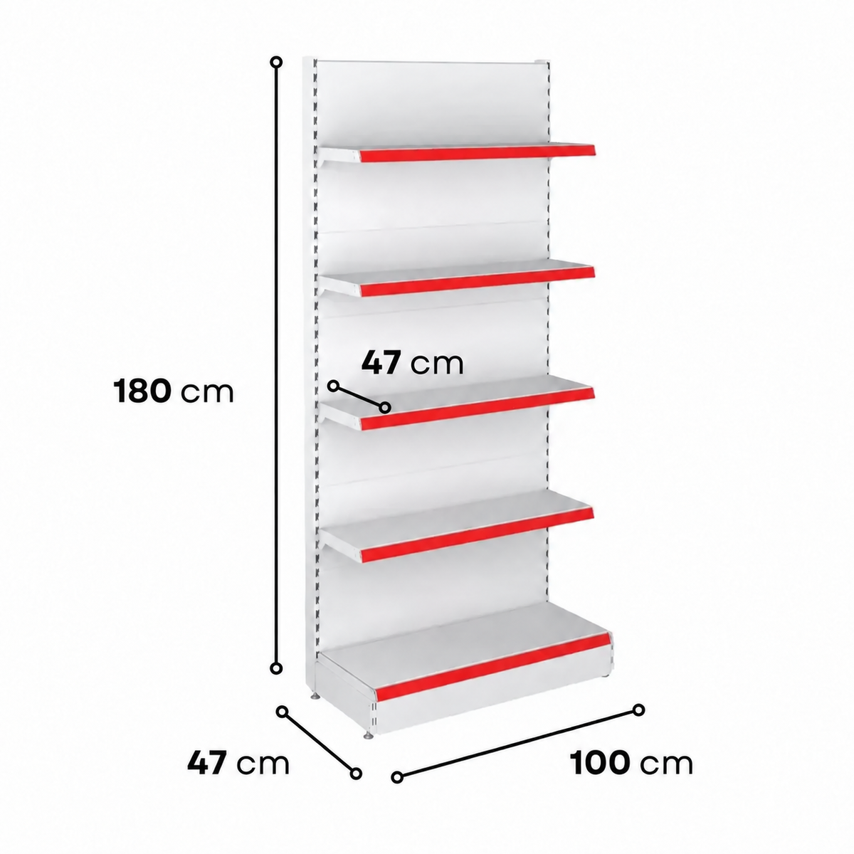 1.8m Wall Shelving Unit – 470mm Base & 470mm Upper Shelves - view 2