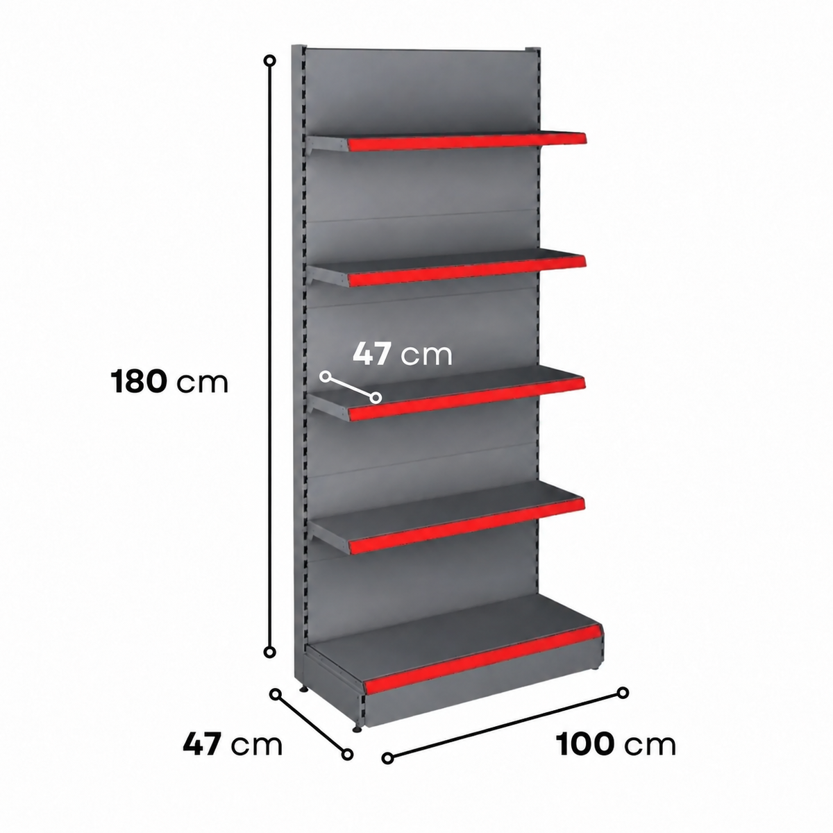 1.8m Wall Shelving Unit – 470mm Base & 470mm Upper Shelves - view 3