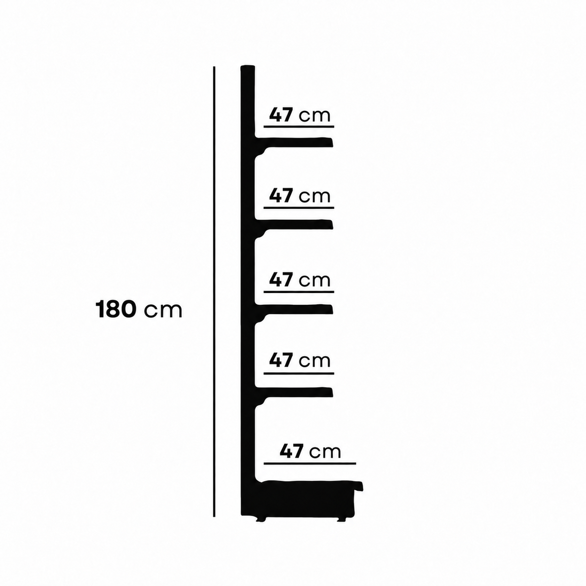 1.8m Wall Shelving Unit – 470mm Base & 470mm Upper Shelves - view 5