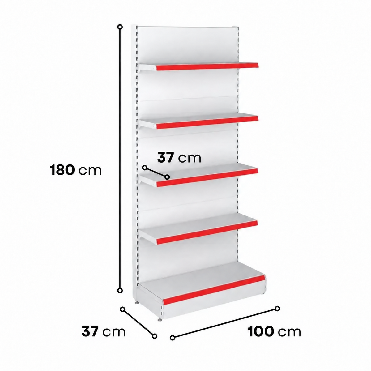 1.8m Wall Shelving Unit – 370mm Base & 370mm Upper Shelves - view 5