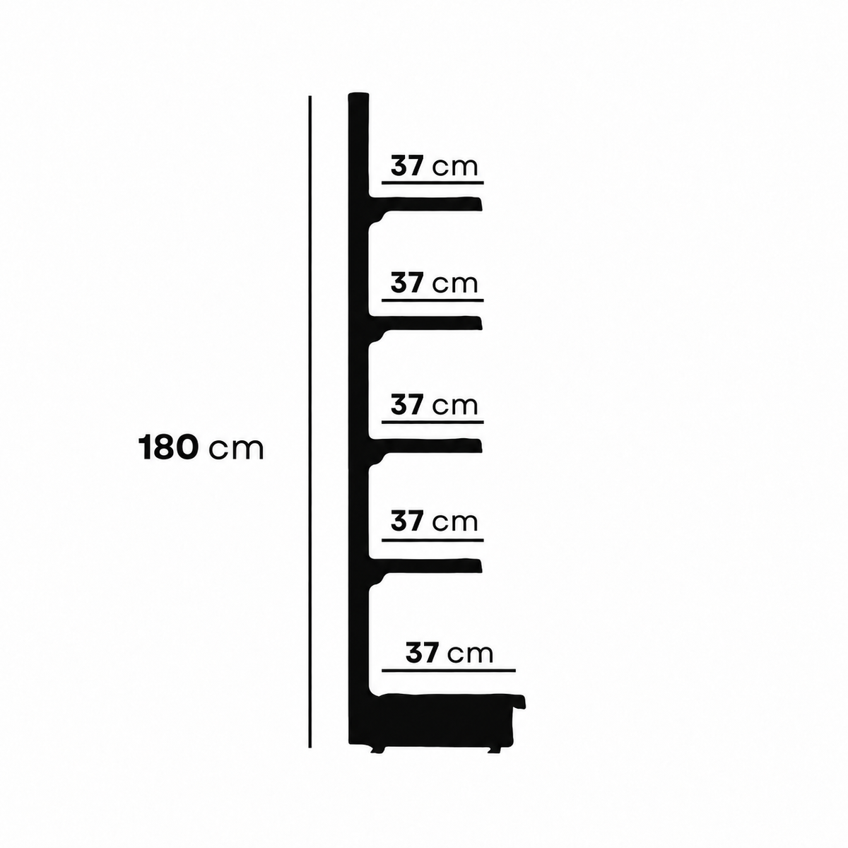 1.8m Wall Shelving Unit – 370mm Base & 370mm Upper Shelves - view 3