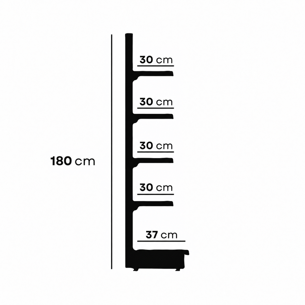 1.8m Wall Shelving Unit – 370mm Base & 300mm Upper Shelves - view 5