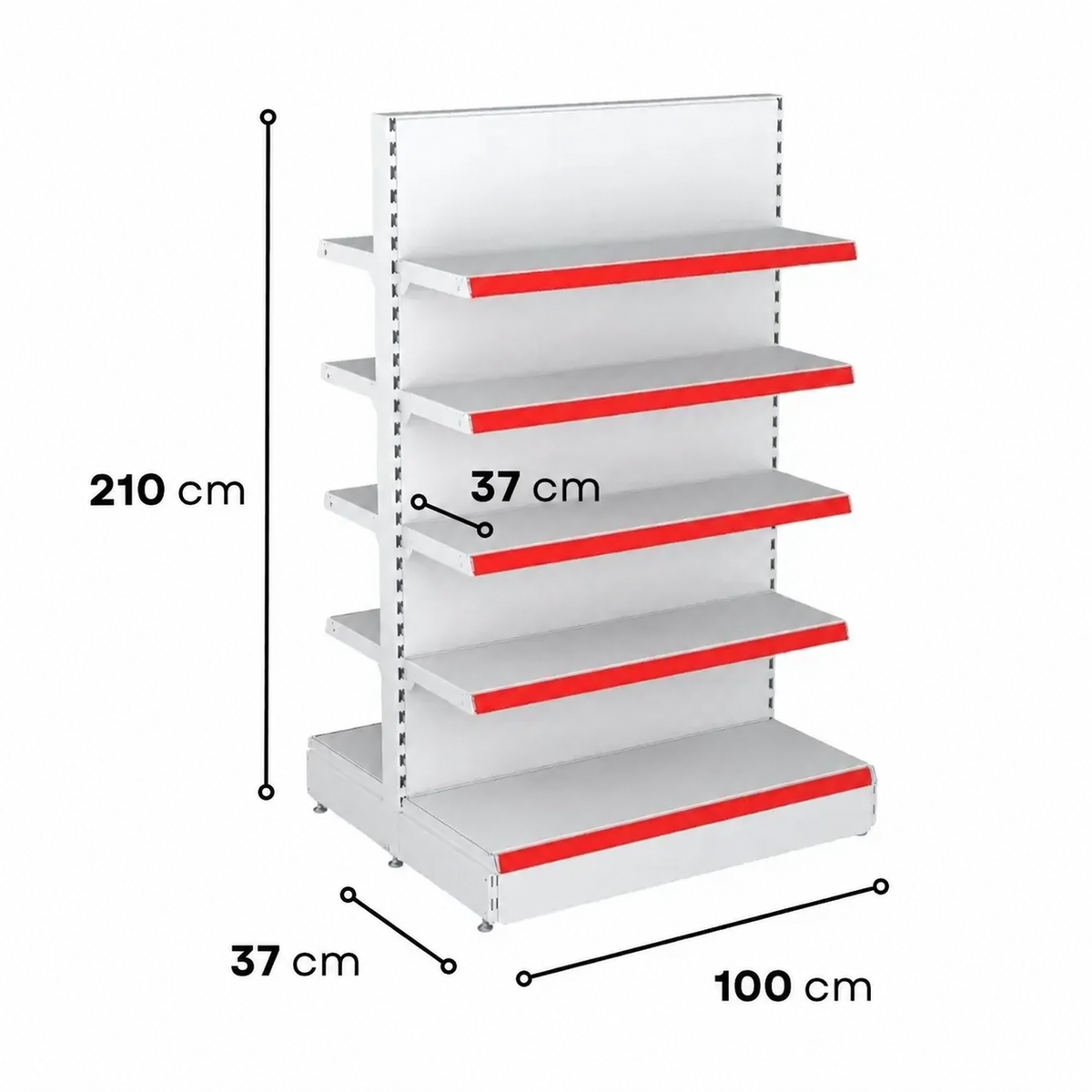 2.1m Double-Sided Gondola Shelving – 370mm Base & 370mm Upper Shelves - view 4