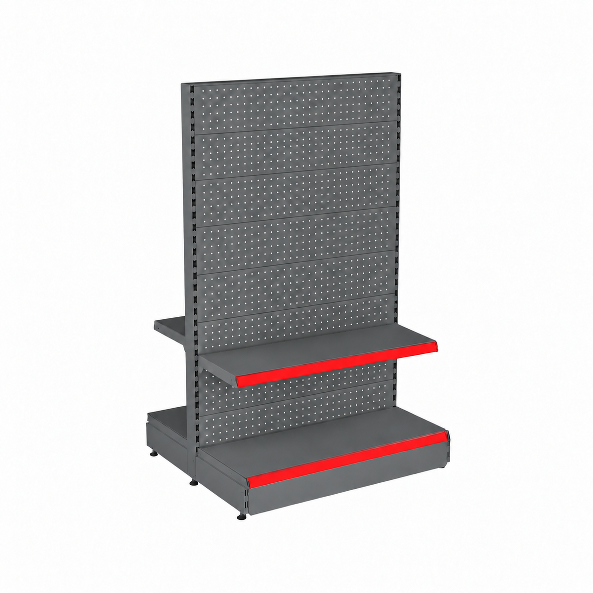 1.6m Double-Sided Pegboard Gondola – 300mm Base & 300mm Upper Shelves