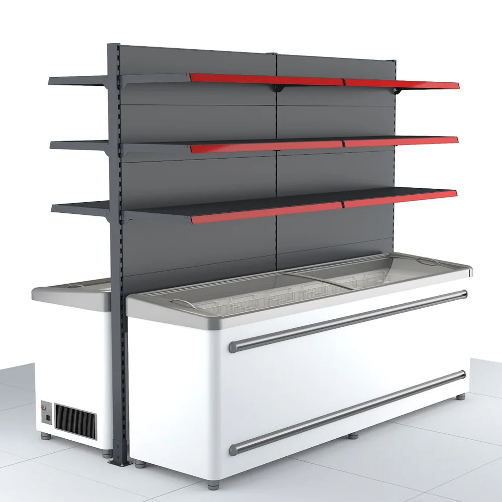 1.6m Double-Sided Over-Freezer Gondola – 470mm Shelves