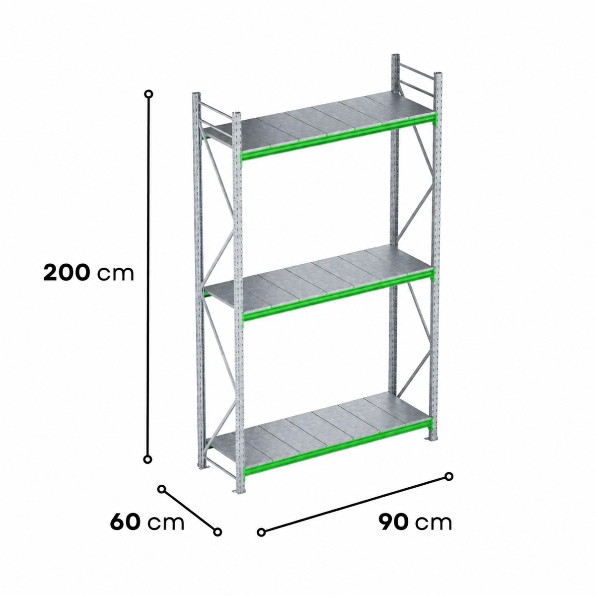 2.0m High Longspan Racking Unit – 600mm Deep