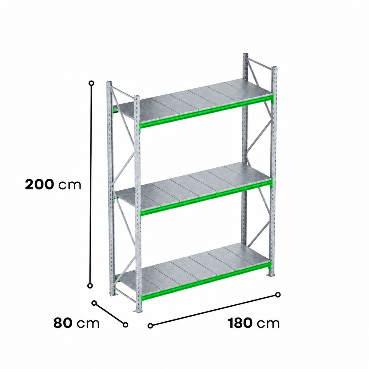 2.0m High Longspan Racking Unit – 800mm Deep
