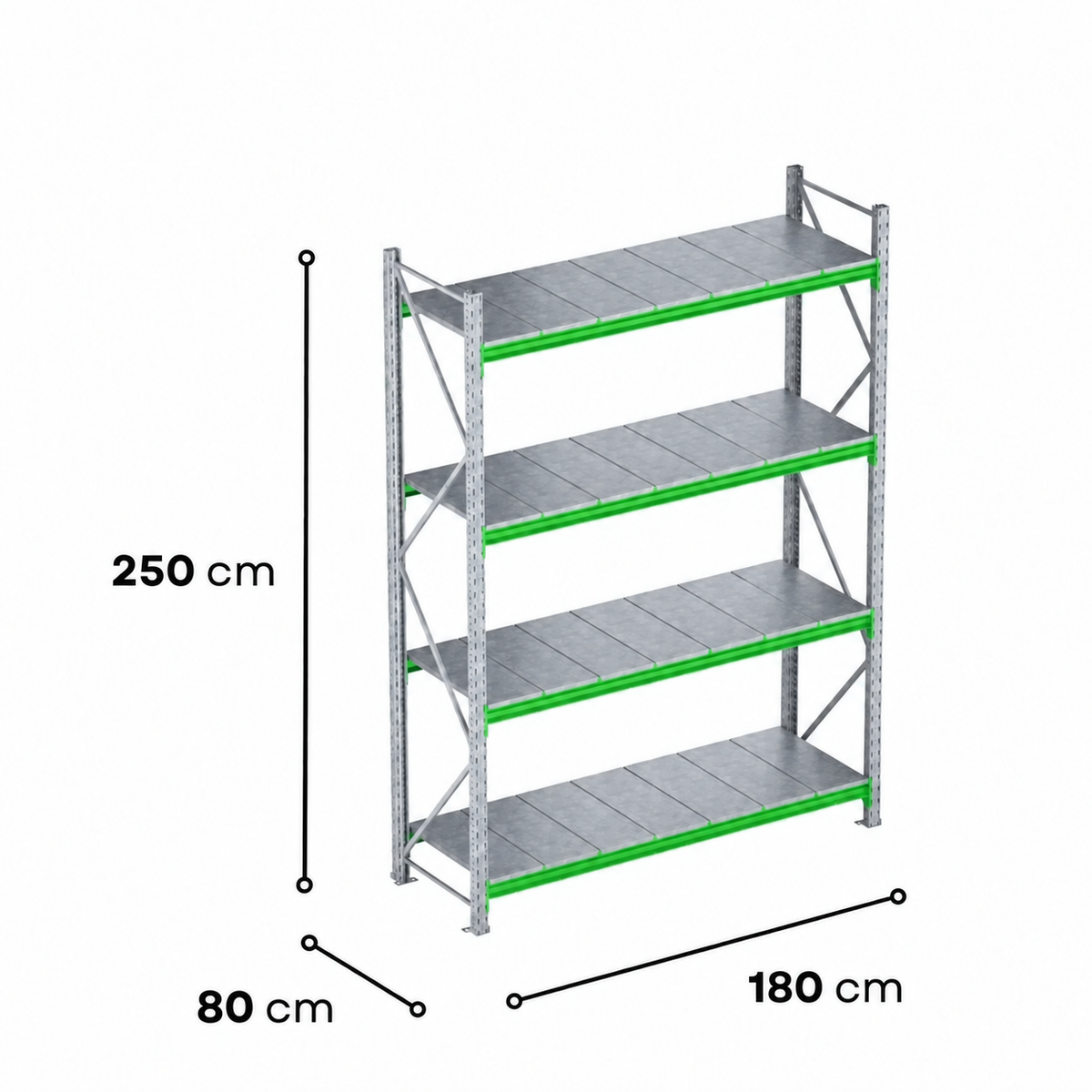 2.5m High Longspan Racking Unit – 800mm Deep